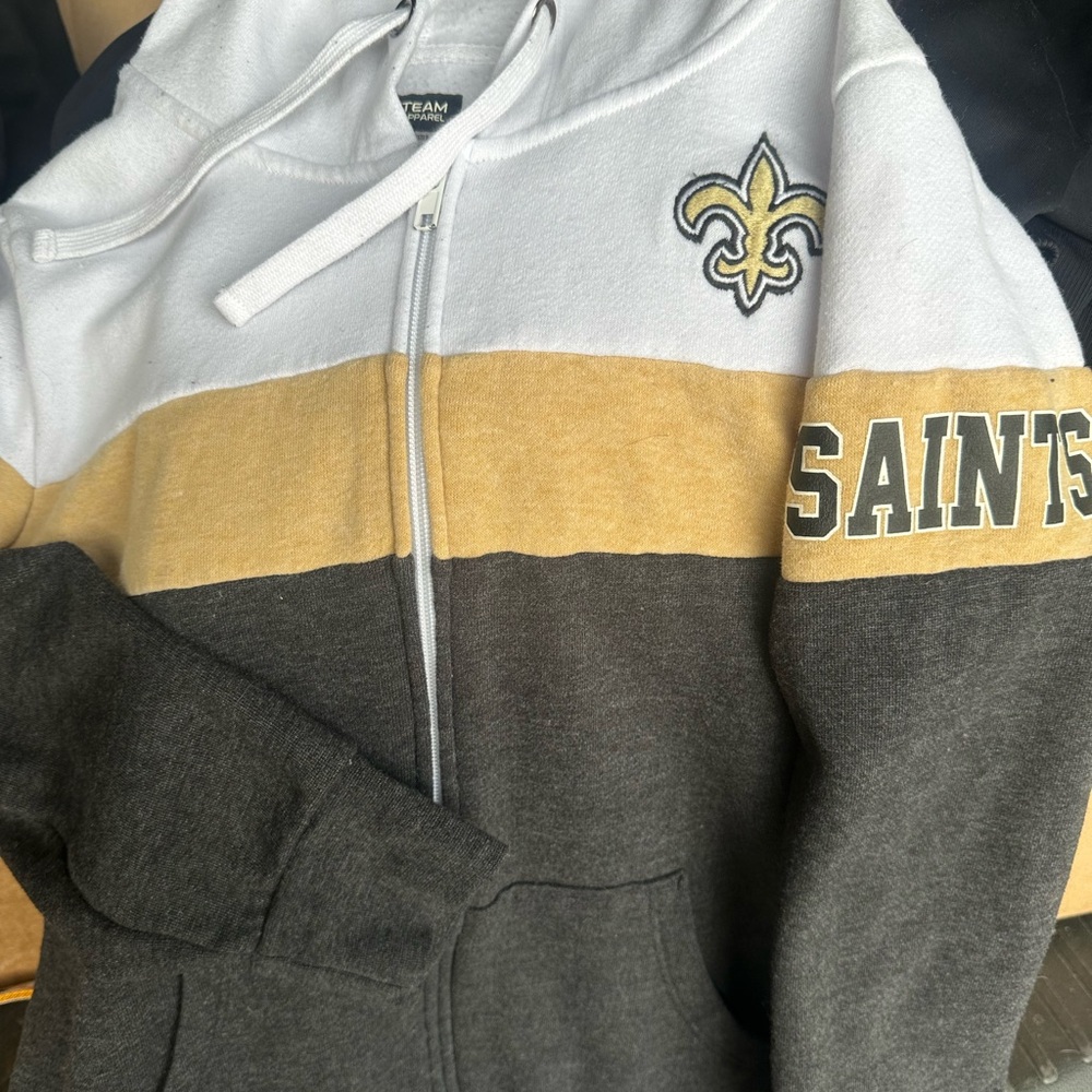 New Orleans Saints Colorblock Zip Hoodie - White/Gold/Black